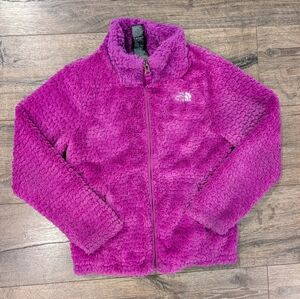 North Face Girls Size 7/8 Small Full Zip Up Cozy Soft Jacket Coat Purple Pink